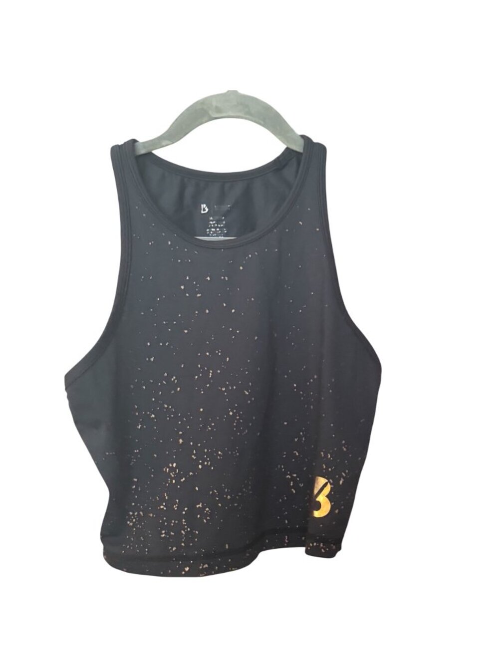 Buffbunny Aurora Crop Top Black Gold Speckle Women's M High Neck Workout Tank